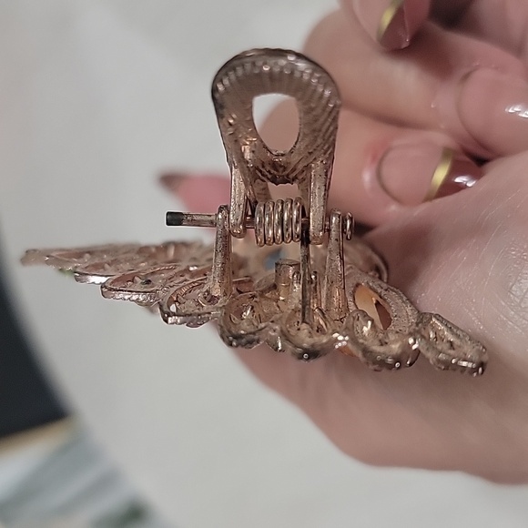 Peacock Multi Color Gemstone Alligator Hair Clip Barrette Accessory - Picture 6 of 8